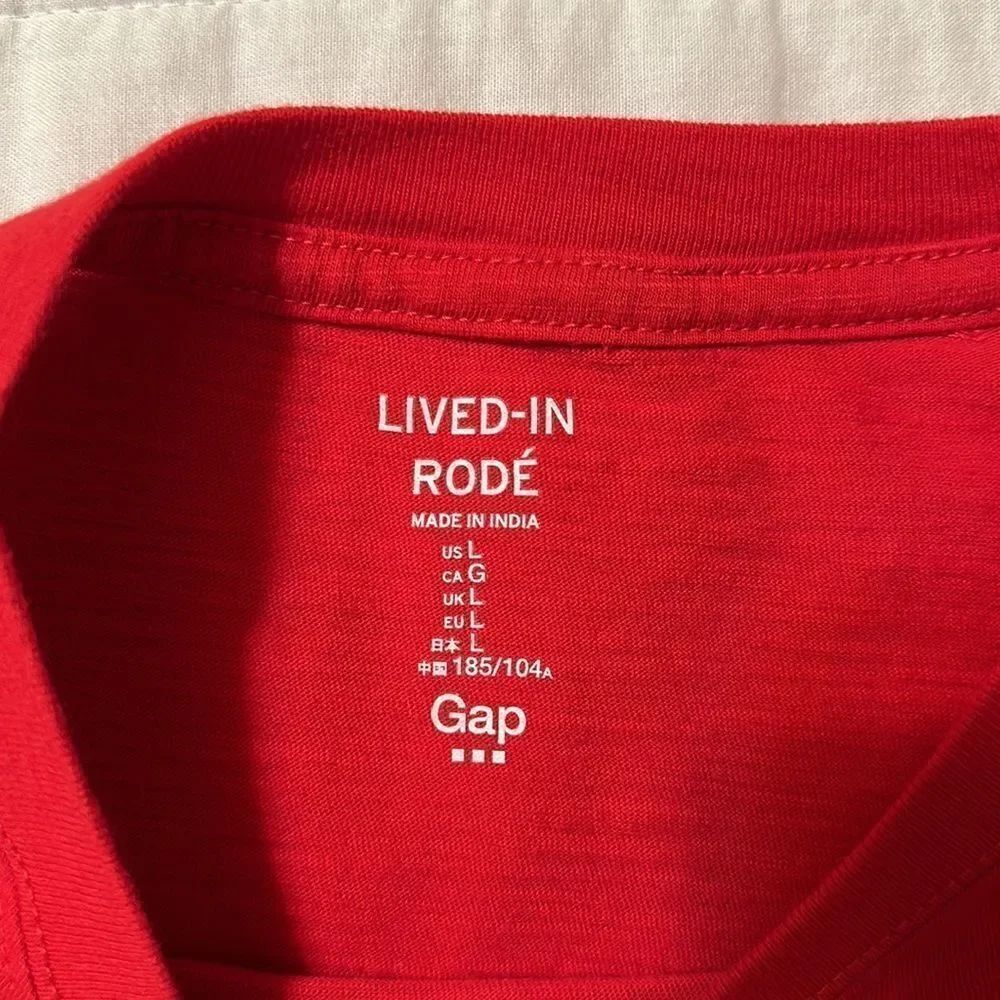 GAP L Clubhouse Modern Red LIVED-IN RODE’ “LIVE TO ROW ROW TO LIVE” Short Sl Tee - Picture 8 of 10